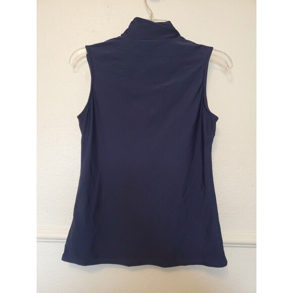Movetes Sleeveless Top Mock Neck Zip On The Neck Size XS Navy Blue - Picture 6 of 12